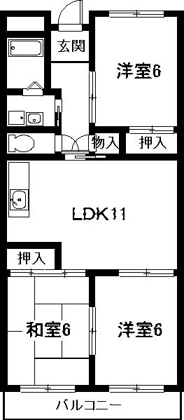 名古屋市東区白壁のアパートの間取り