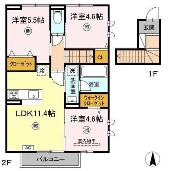 広島市安佐南区安東のアパートの間取り