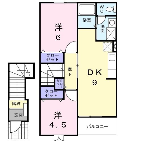 八戸市東白山台のアパートの間取り