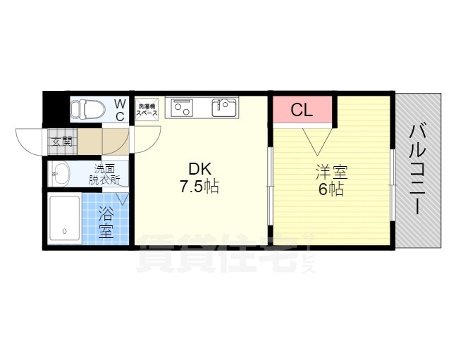 京都市左京区静市野中町のマンションの間取り