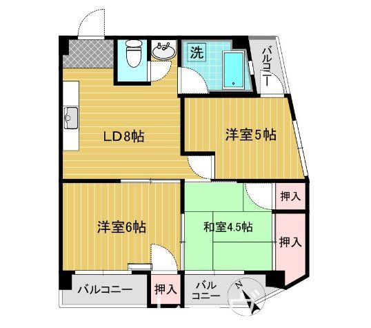 福岡市博多区博多駅南のマンションの間取り