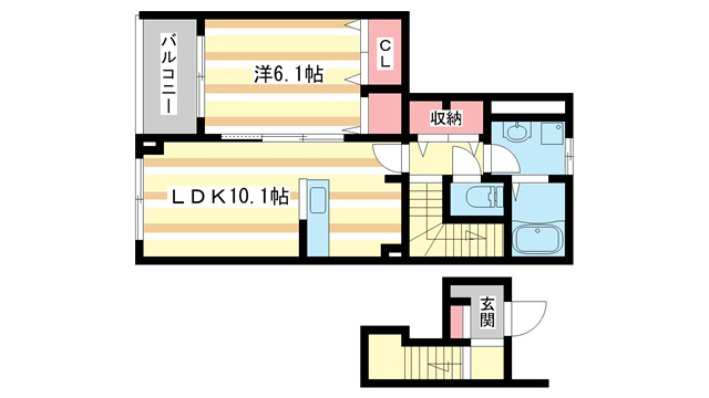 奈良市西九条町のアパートの間取り