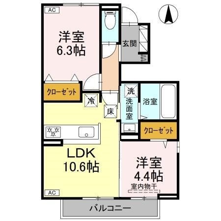 松山市朝生田町のアパートの間取り