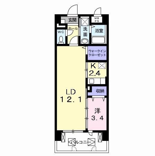 熊本市中央区国府のマンションの間取り