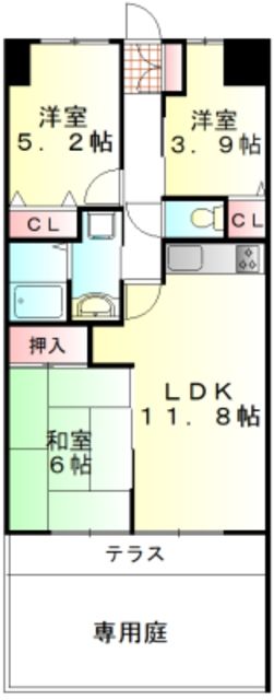 川越市小仙波町のマンションの間取り