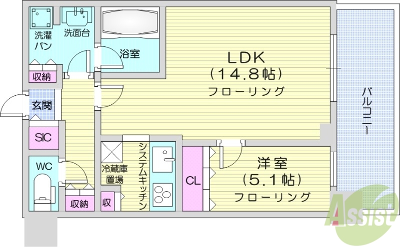 札幌市北区北八条西のマンションの間取り