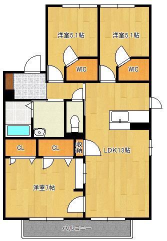 コモンシティー嵐山　Ａ棟の間取り