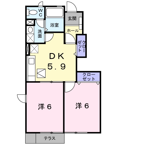 [家電付き] リアルクレストBの間取り