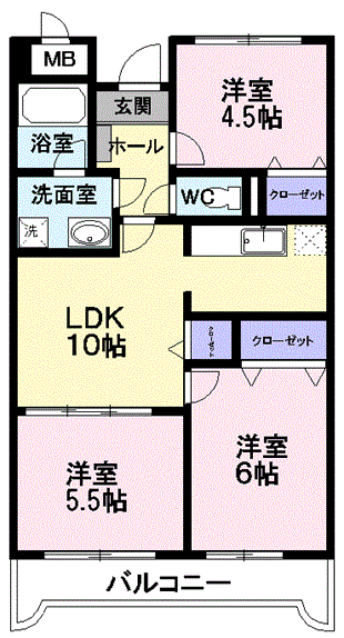 アビタシオンＩ・Ｓ・Ｙの間取り