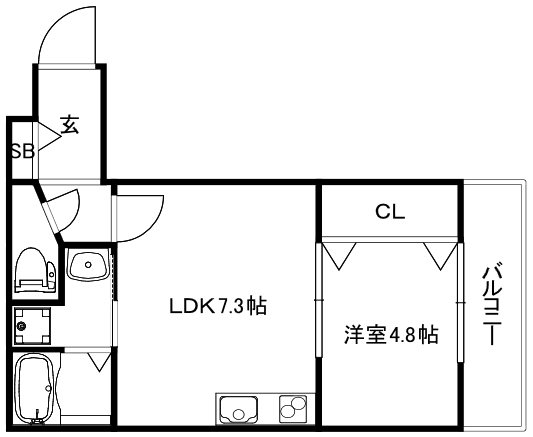 京都市右京区山ノ内荒木町のマンションの間取り