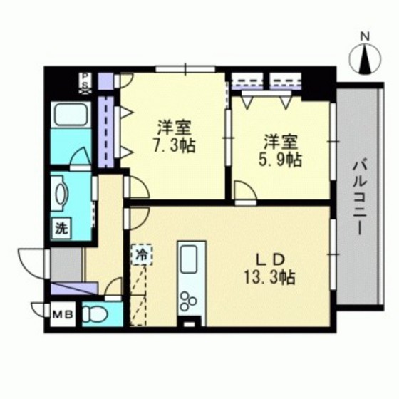 岡山市北区表町のマンションの間取り