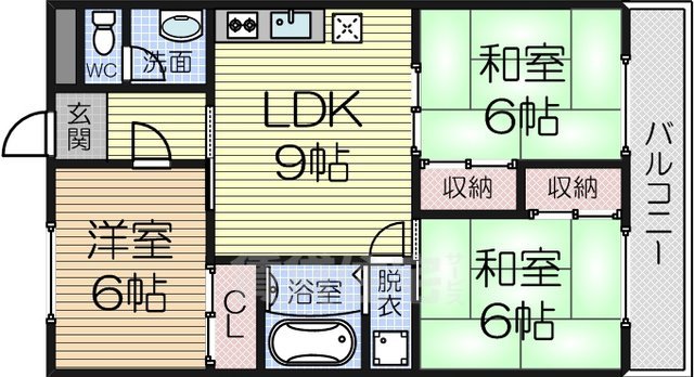 堺市西区浜寺船尾町東のマンションの間取り