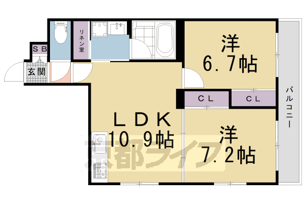 京都市上京区菱屋町のマンションの間取り