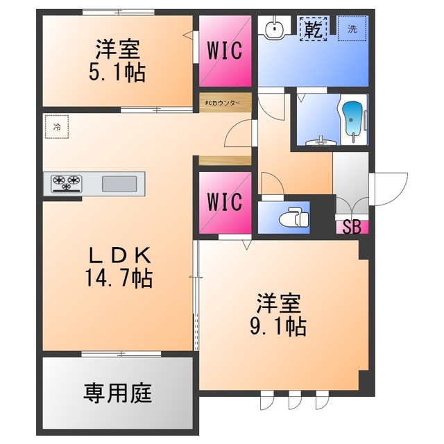 堺市西区鳳中町のアパートの間取り