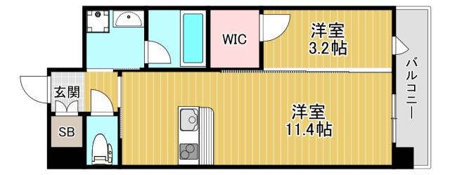 東大阪市友井のマンションの間取り