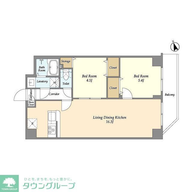 荒川区東尾久のマンションの間取り