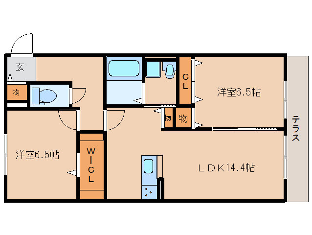 橿原市醍醐町のアパートの間取り