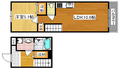 大阪市住之江区新北島のアパートの間取り