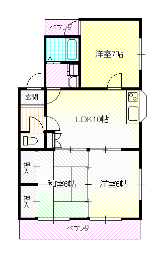 高知市高須新町のマンションの間取り