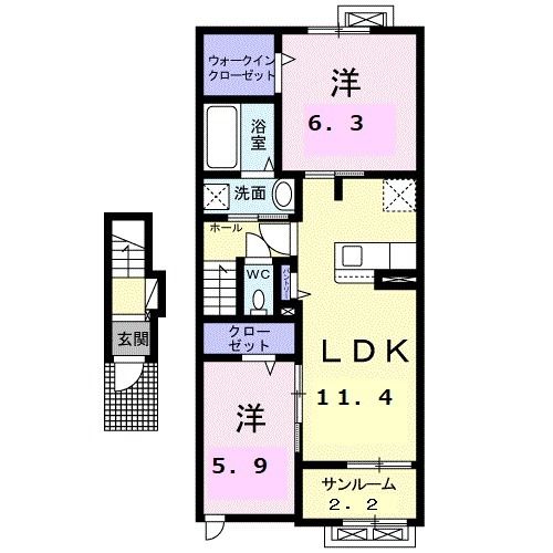 【鯖江市鳥羽町のアパートの間取り】