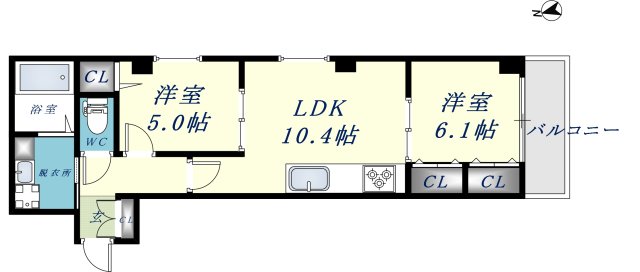 東大阪市稲田新町のマンションの間取り