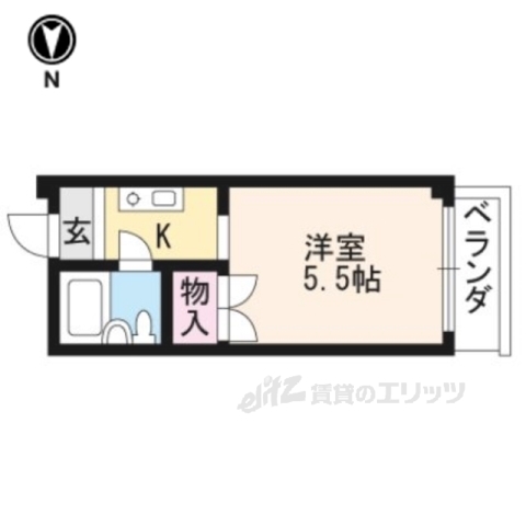 京都市山科区東野南井ノ上町のマンションの間取り