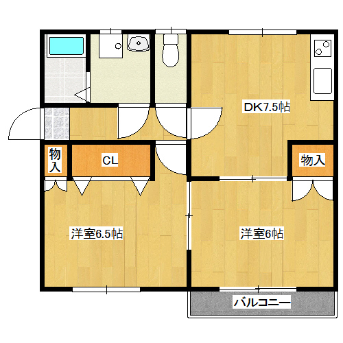 岡山市東区宍甘のアパートの間取り