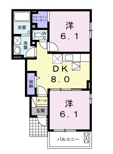 岡山市南区郡のアパートの間取り