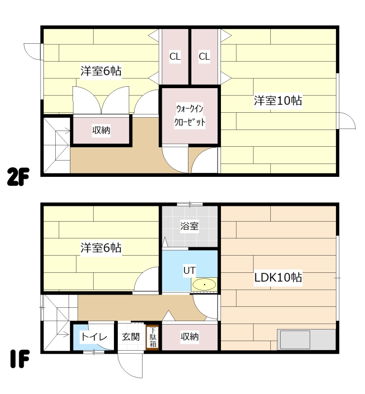 岩見沢市上幌向南一条のアパートの間取り