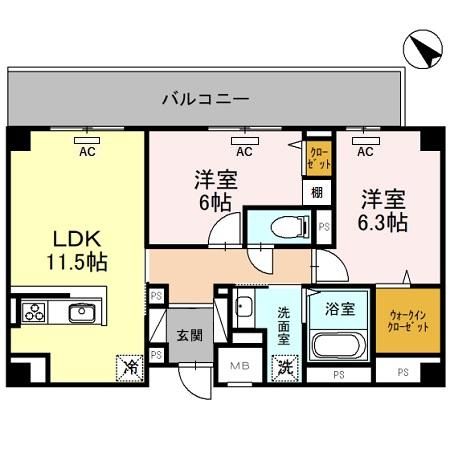 金沢市中橋町のマンションの間取り