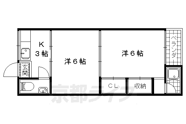 大津市大谷町のアパートの間取り