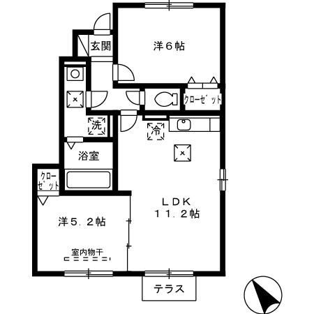 福津市福間南のアパートの間取り