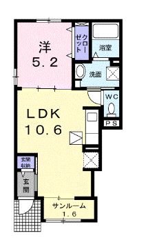 高松市高松町のアパートの間取り