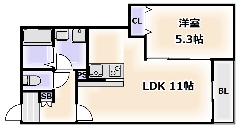 【大阪市阿倍野区松虫通のアパートの間取り】