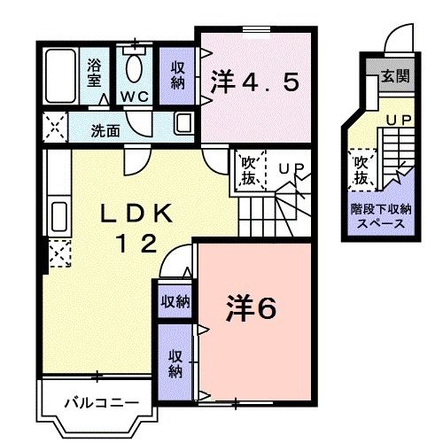 大牟田市下白川町のアパートの間取り