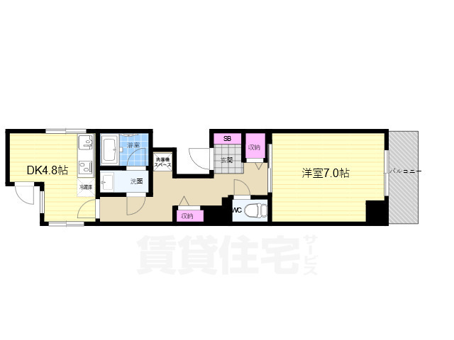 京都市下京区五坊大宮町のマンションの間取り