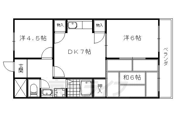 京都市山科区小野西浦のマンションの間取り