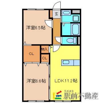 鳥栖市本鳥栖町のマンションの間取り