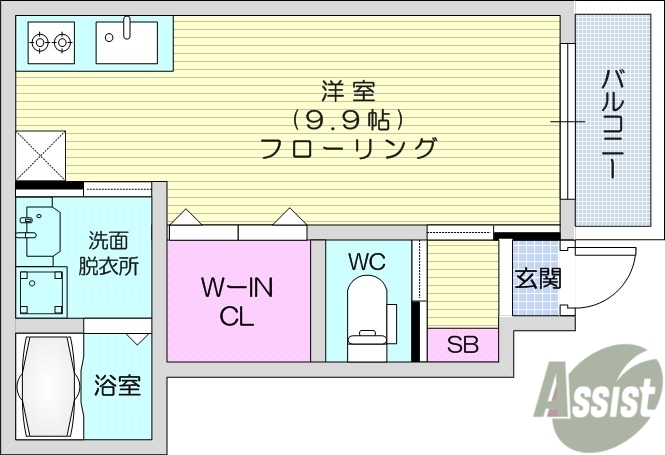 仙台市宮城野区福田町のアパートの間取り