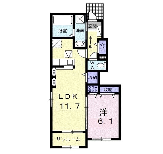 【カルム　キャトルズ　Iの間取り】