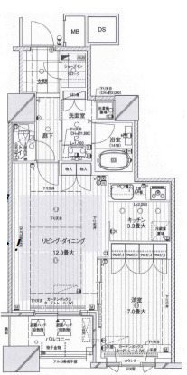 大阪市西区南堀江のマンションの間取り