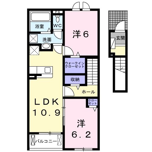 福山市坪生町のアパートの間取り