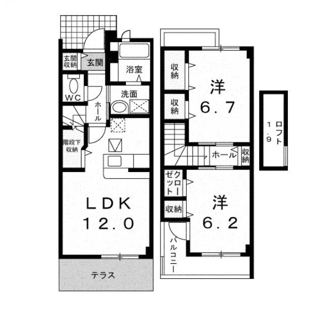 熊谷市妻沼中央のアパートの間取り