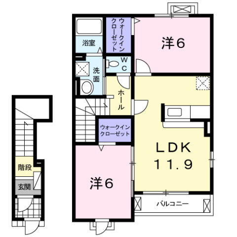 広島市西区高須台のアパートの間取り