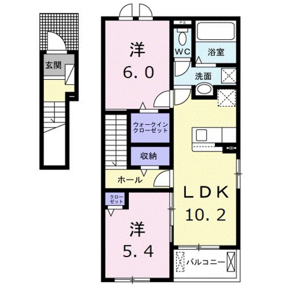 廿日市市丸石のアパートの間取り