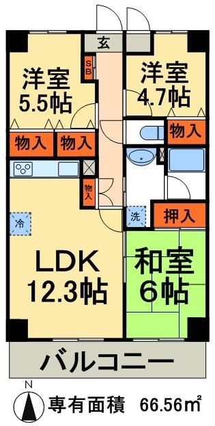 三郷市早稲田のマンションの間取り