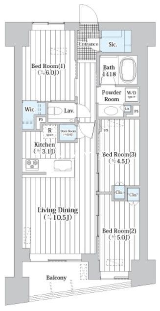 中央区新川のマンションの間取り