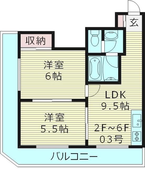 大阪市都島区内代町のマンションの間取り