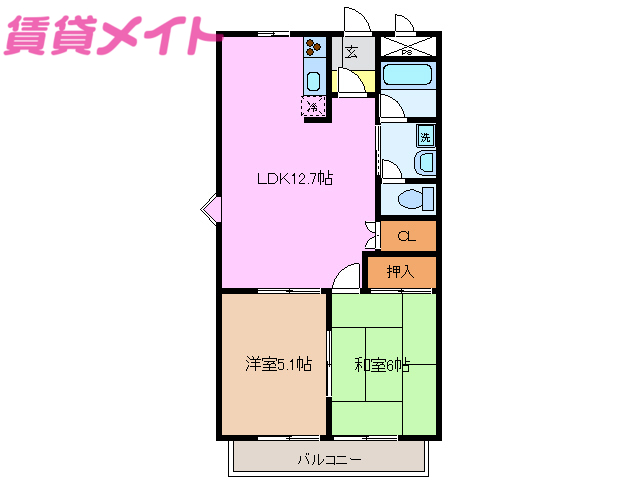 津市戸木町のアパートの間取り