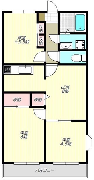 川崎市宮前区南野川のマンションの間取り